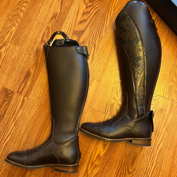 Kingsley ladies 39 brown leather dress boots tooling - Picture 4 of 8